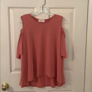 Lavender Field Coral cold shoulder top from Macy’s